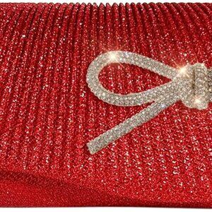 Rhinestone Bow Clutch Purses Women Chic Shiny Evening Handbag Evening Clutch Bag